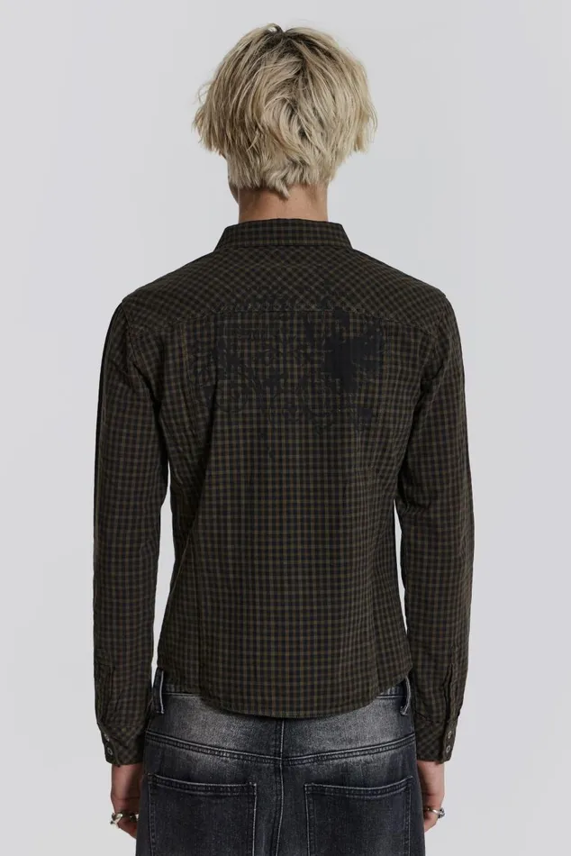 Men Check Fitted Shirt With Back Print Jaded London Shirts