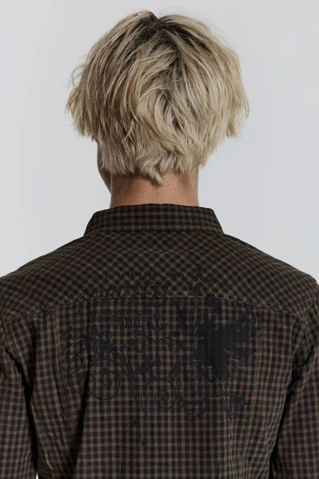 Men Check Fitted Shirt With Back Print Jaded London Shirts