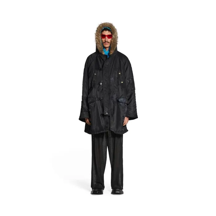 Men Coats and Jackets Balenciaga Balenciaga Military Parka In Black