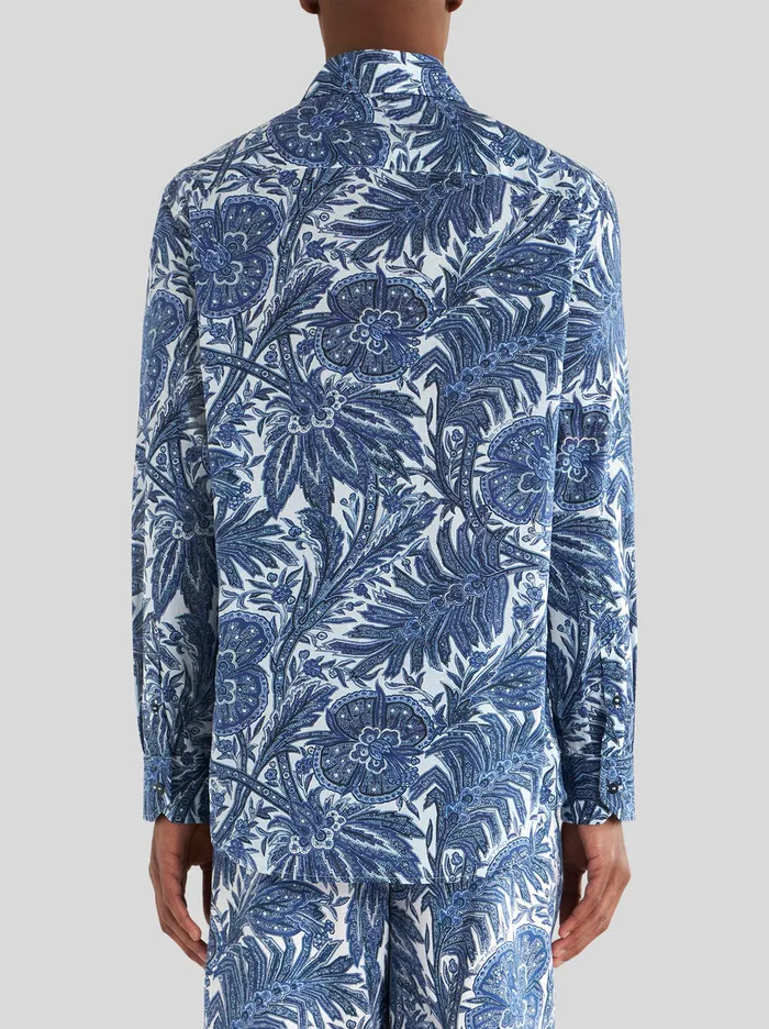 Men Cotton Shirt With Floral Paisley Print Etro Shirts