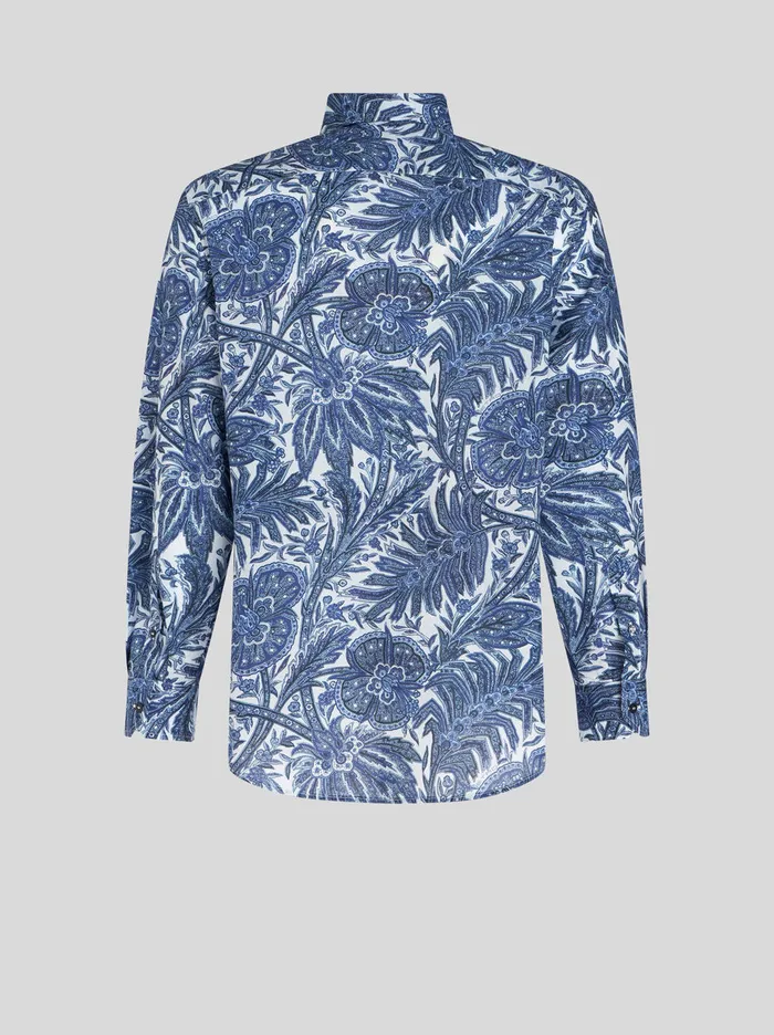 Men Cotton Shirt With Floral Paisley Print Etro Shirts