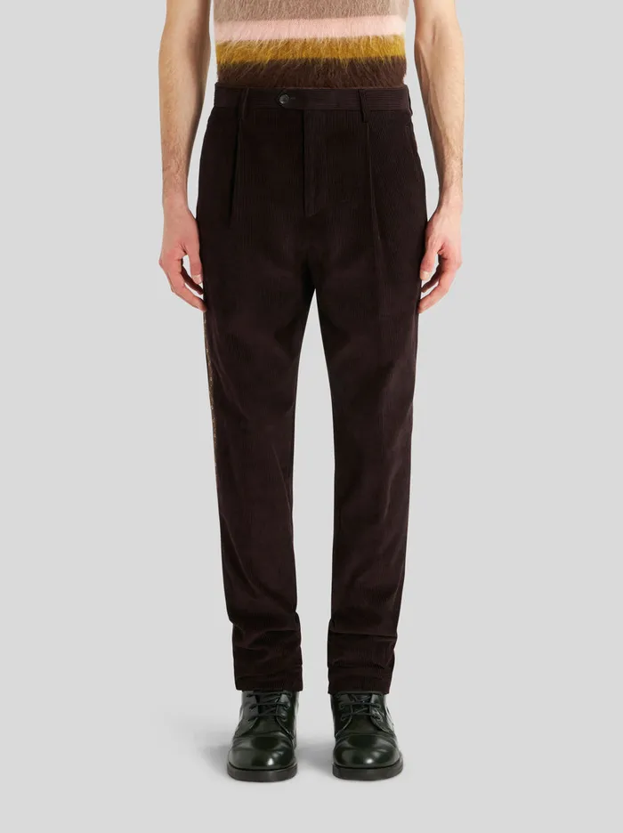 Men Cotton Velvet Trousers With Band Etro Trousers