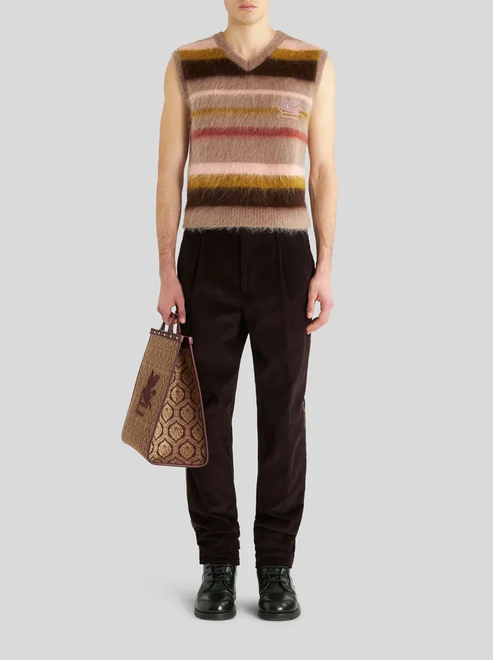 Men Cotton Velvet Trousers With Band Etro Trousers