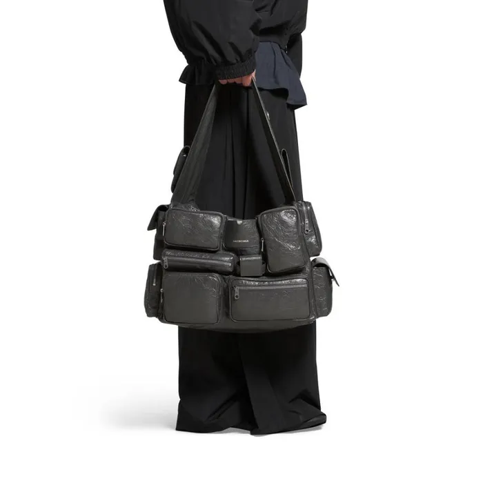 Men Crossbodies and Messengers Balenciaga Superbusy Large Sling Bag In Dark Grey