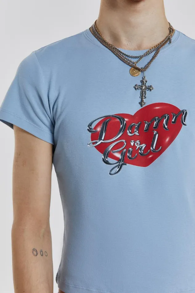 Men Damn Girl Blue Shrunken Tshirt Jaded London TShirts and Vests