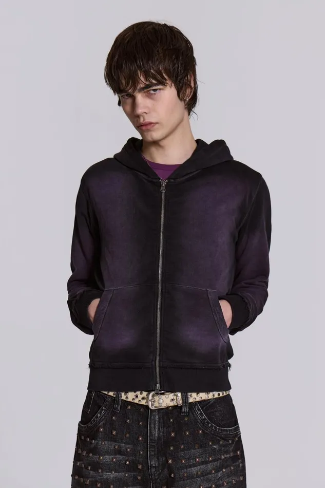 Men Deep Purple Fade Mini Monster Hoodie Jaded London Hoodies and Sweatshirts