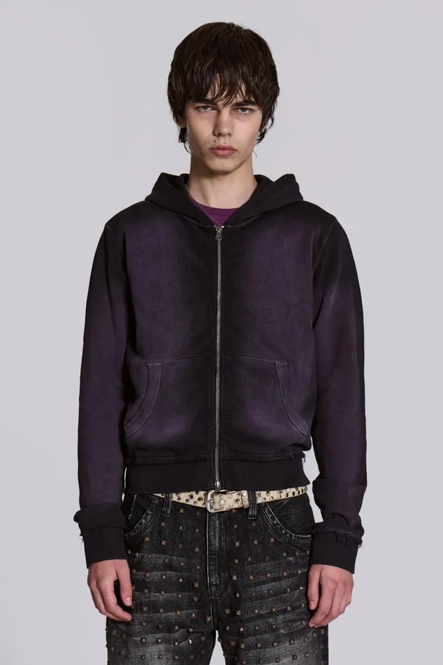 Men Deep Purple Fade Mini Monster Hoodie Jaded London Hoodies and Sweatshirts