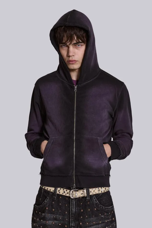 Men Deep Purple Fade Mini Monster Hoodie Jaded London Hoodies and Sweatshirts
