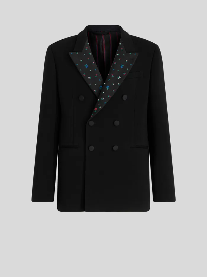 Men DoubleBreasted Jacket With Embroidery Etro Jackets