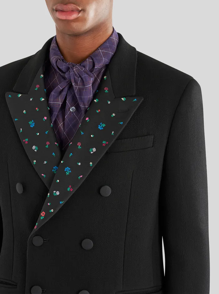 Men DoubleBreasted Jacket With Embroidery Etro Jackets