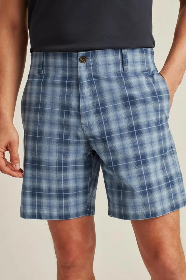 Men Easy Lightweight Shorts Blue Plaid Bonobos Chino Shorts
