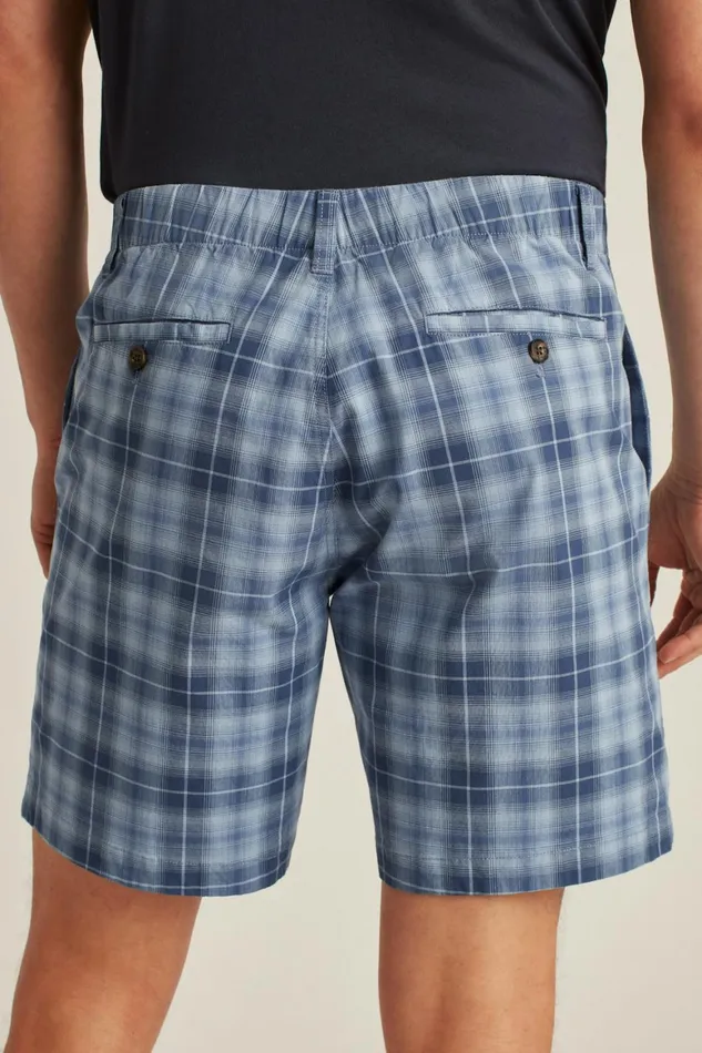 Men Easy Lightweight Shorts Blue Plaid Bonobos Chino Shorts