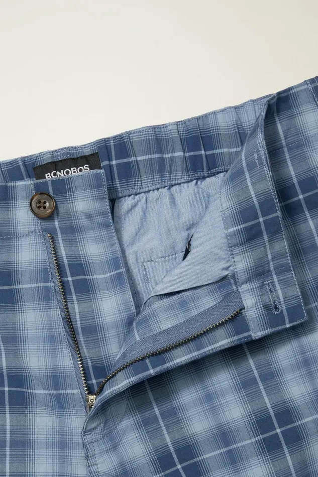 Men Easy Lightweight Shorts Blue Plaid Bonobos Chino Shorts
