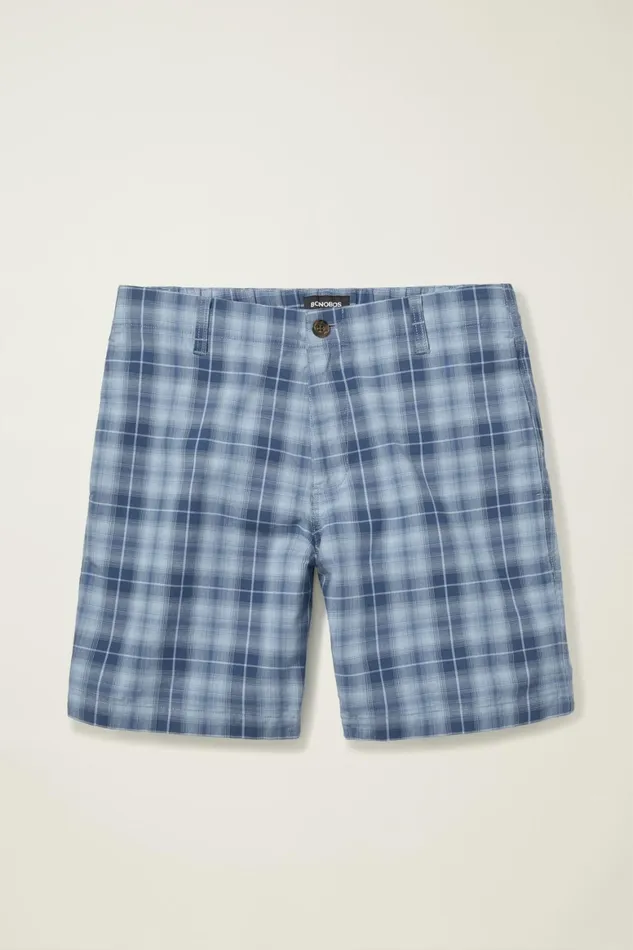 Men Easy Lightweight Shorts Blue Plaid Bonobos Chino Shorts