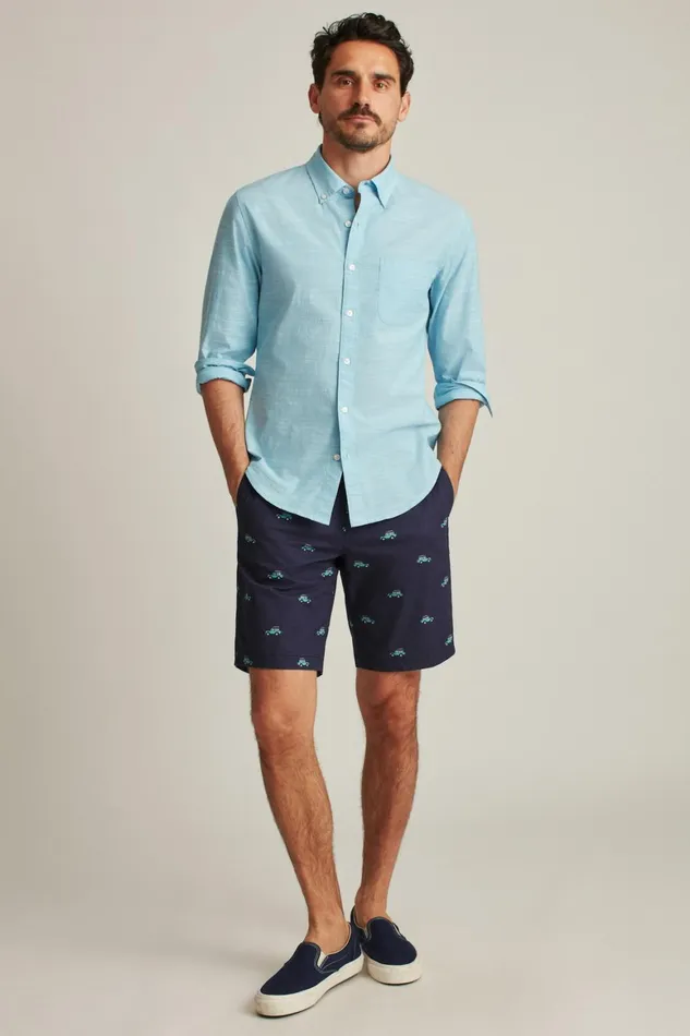 Men Easy Lightweight Shorts Blue Surf Car Bonobos Chino Shorts