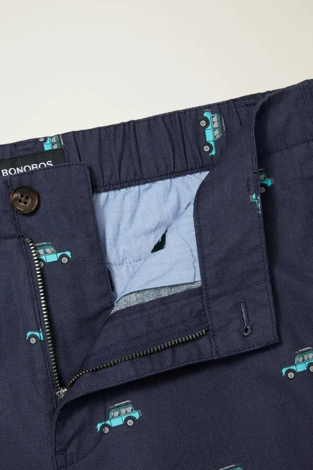 Men Easy Lightweight Shorts Blue Surf Car Bonobos Chino Shorts