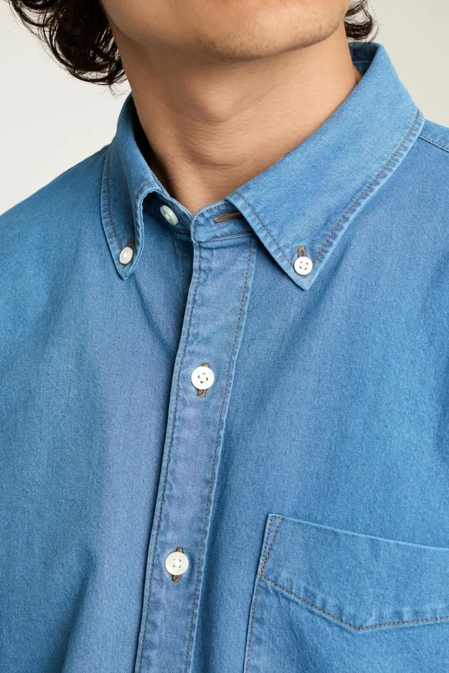 Men Everyday Denim Shirt Ocean Blue Wash Bonobos Casual Shirts