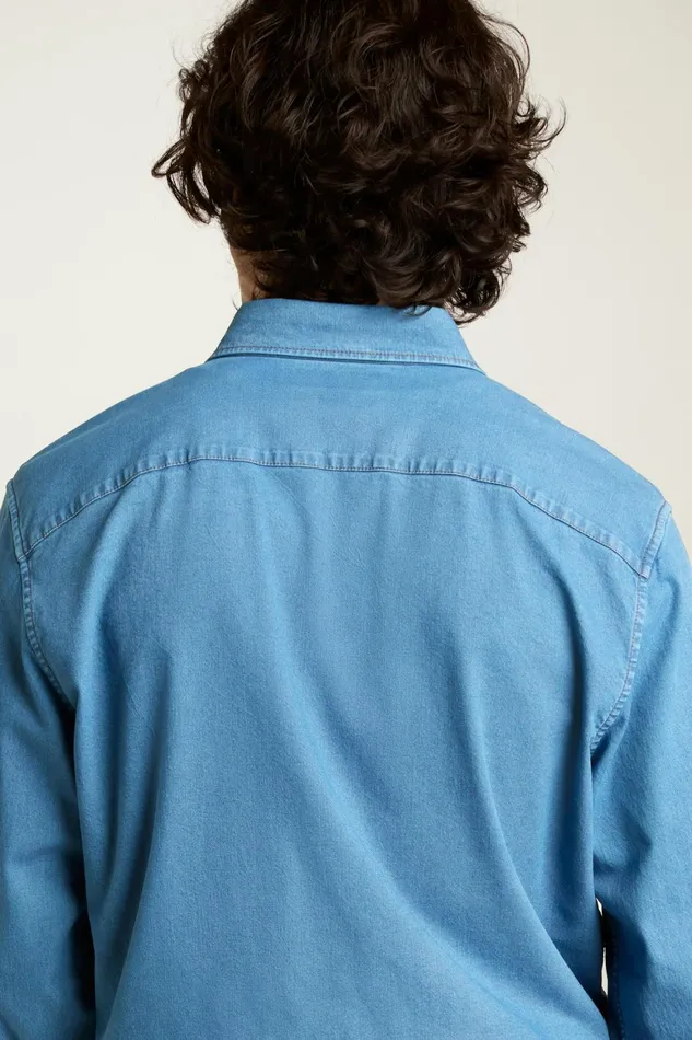 Men Everyday Denim Shirt Ocean Blue Wash Bonobos Casual Shirts