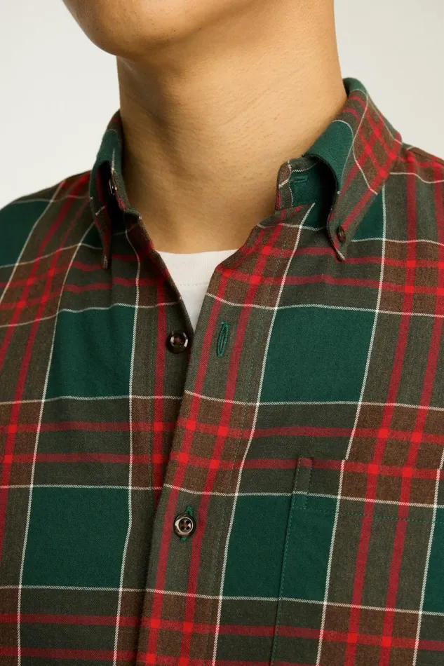 Men Everyday Lightweight Flannel Shirt Cedar Red Plaid Bonobos Overshirts