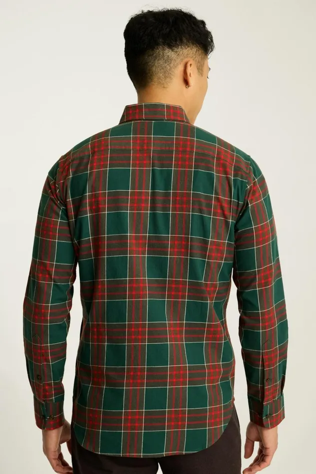 Men Everyday Lightweight Flannel Shirt Cedar Red Plaid Bonobos Overshirts
