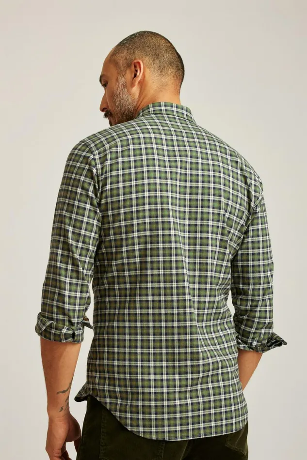 Men Everyday Lightweight Flannel Shirt Forest Green Navy Plaid Bonobos Casual Shirts