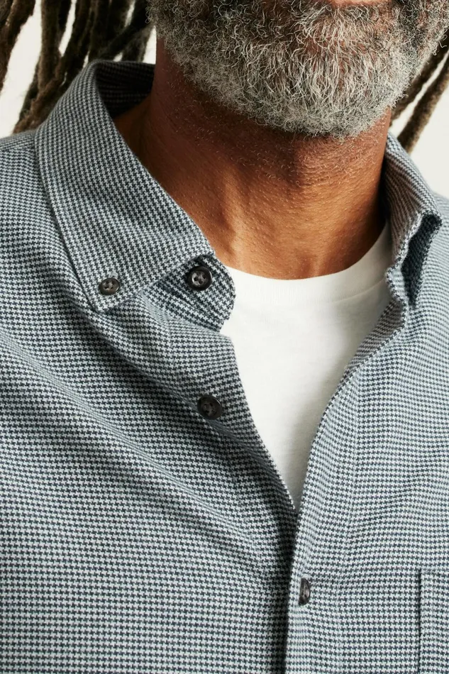 Men Everyday Lightweight Flannel Shirt Navy Grey Houndstooth Bonobos Casual Shirts