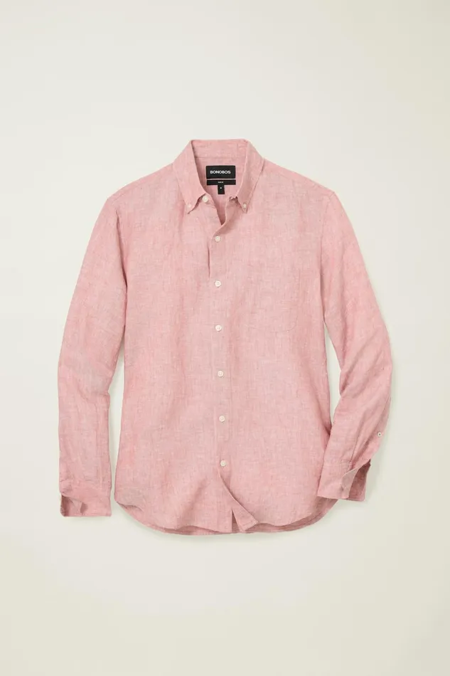 Men Everyday Linen Shirt Redwood Bonobos Casual Shirts