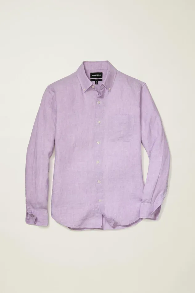 Men Everyday Linen Shirt Regal Orchid Bonobos Casual Shirts