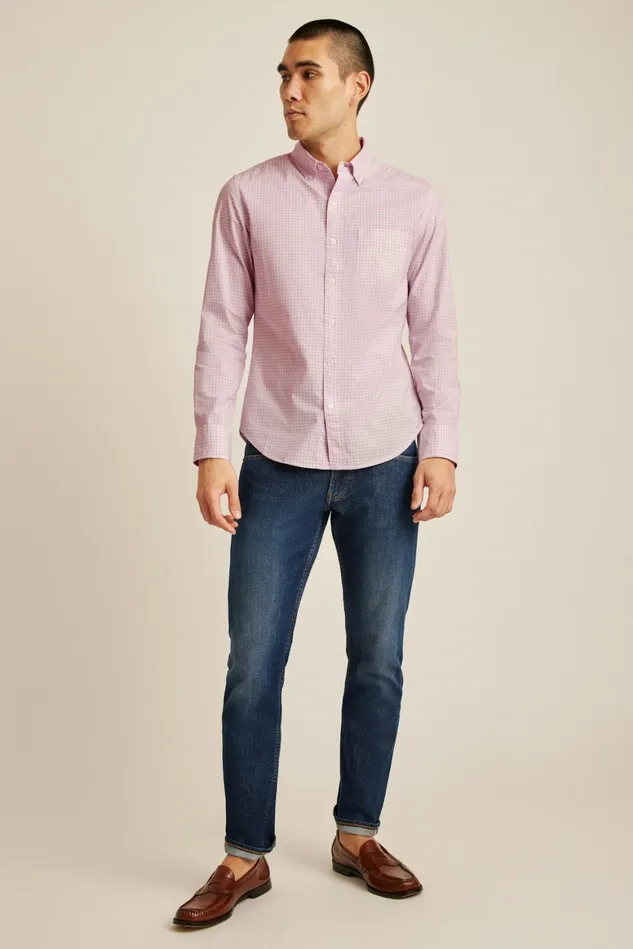 Men Everyday Shirt Mauve Mini Gingham Bonobos Casual Shirts
