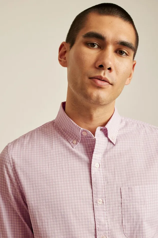 Men Everyday Shirt Mauve Mini Gingham Bonobos Casual Shirts