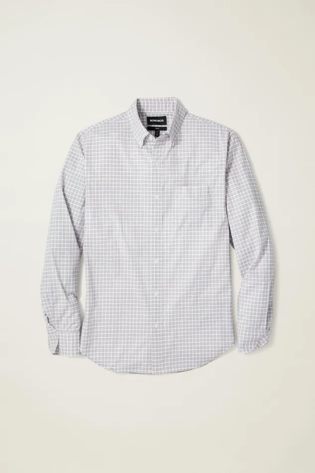 Men Everyday Shirt Pink Dawn Plaid Bonobos Casual Shirts