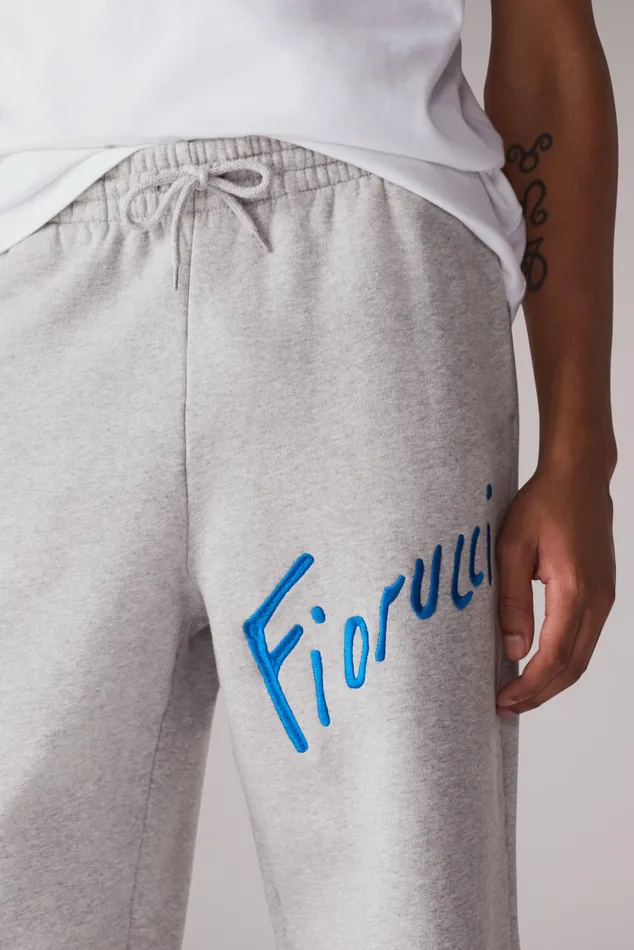 Men Fiorucci Bottoms Embroidered Pop Logo Joggers Grey Men Fiorucci Bottoms Embroidered Pop Logo Joggers Grey