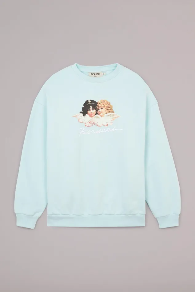 Men Fiorucci Sweatshirts and Hoodies Angels Squiggle Logo Sweatshirt Blue Men Fiorucci Sweatshirts and Hoodies Angels Squiggle Logo Sweatshirt Blue