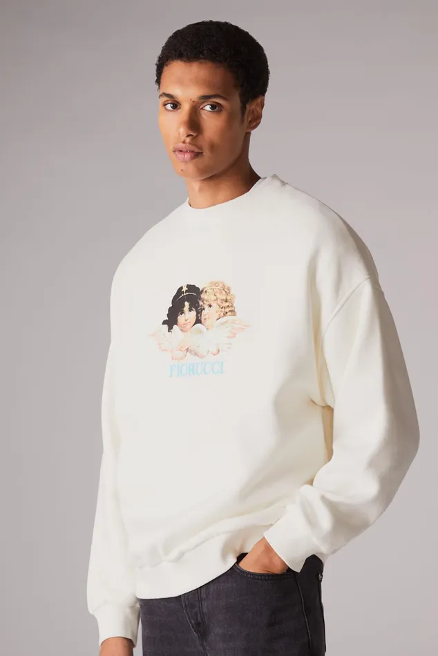 Men Fiorucci Sweatshirts and Hoodies Angels Sweatshirt White Men Fiorucci Sweatshirts and Hoodies Angels Sweatshirt White