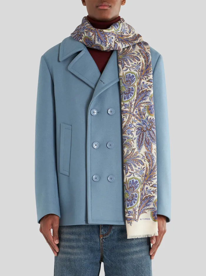 Men Floral Cashmere And Silk Scarf Etro Scarves