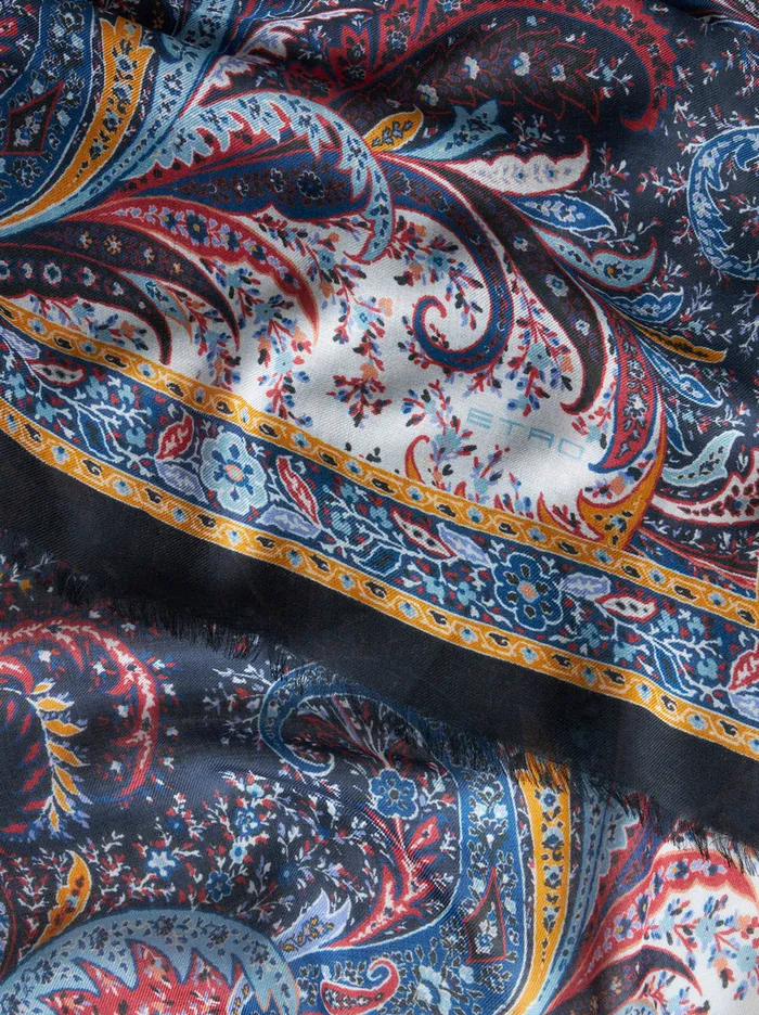 Men Floral Paisley CashmereBlend Scarf Etro Scarves