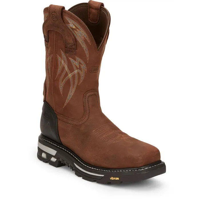 MEN Frontline Hiviz 11 Waterproof Nano Comp Toe Walnut Justin Boots Work