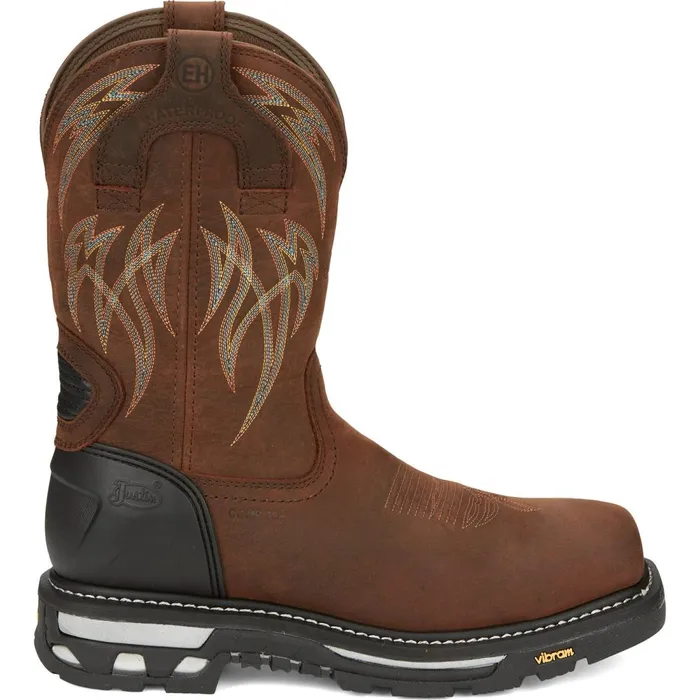 MEN Frontline Hiviz 11 Waterproof Nano Comp Toe Walnut Justin Boots Work