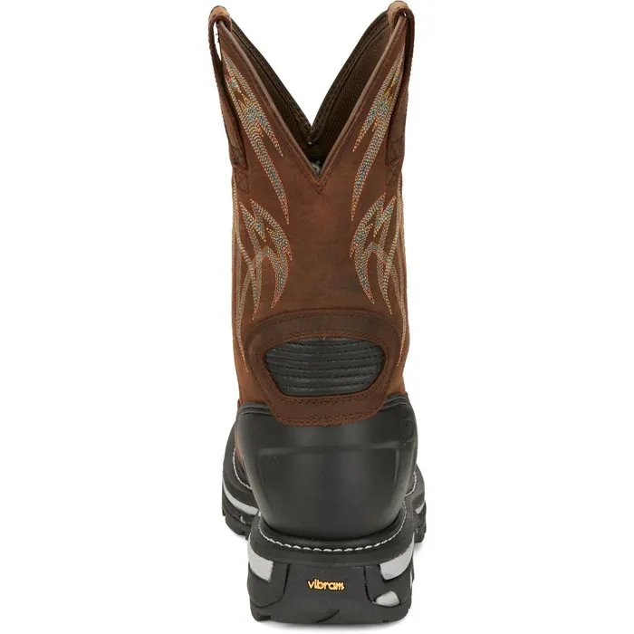 MEN Frontline Hiviz 11 Waterproof Nano Comp Toe Walnut Justin Boots Work