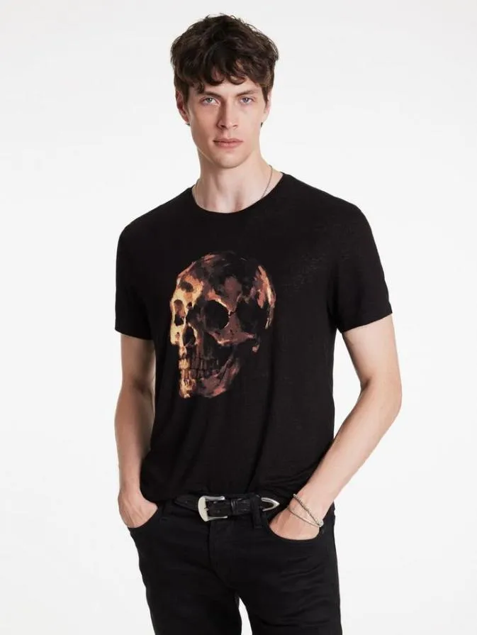 Men Graphic Tees John Varvatos OIL SKULL TEE Black