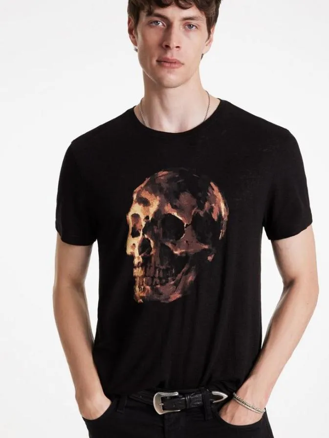 Men Graphic Tees John Varvatos OIL SKULL TEE Black