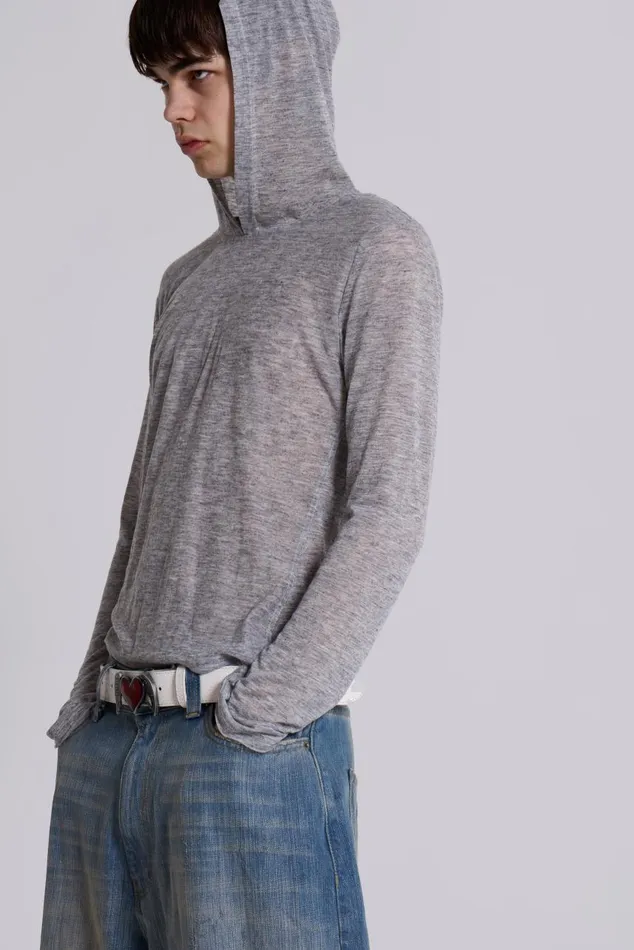Men Grey Marl Mist Hoodie Jaded London Hoodies and Sweatshirts
