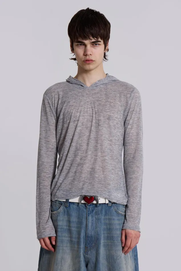 Men Grey Marl Mist Hoodie Jaded London Hoodies and Sweatshirts