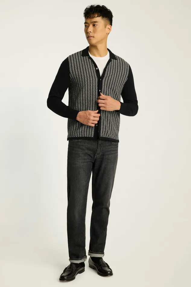 Men Hudson Long Sleeve Sweater Polo Black Cotton Cashmere Bonobos Sweater Polos Men Hudson Long Sleeve Sweater Polo Black Cotton Cashmere Bonobos Sweater Polos