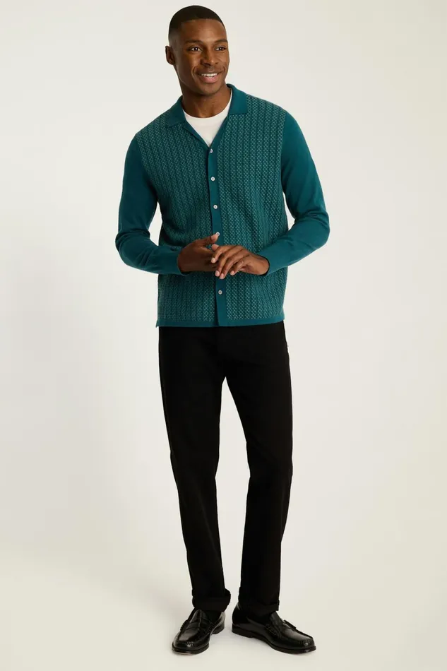 Men Hudson Long Sleeve Sweater Polo Teal Cotton Cashmere Bonobos Sweater Polos Men Hudson Long Sleeve Sweater Polo Teal Cotton Cashmere Bonobos Sweater Polos