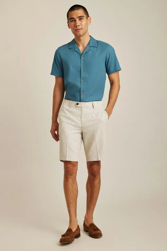 Men Italian Stretch Chino Shorts Stone Grey Navy Pinstripe Bonobos Chino Shorts
