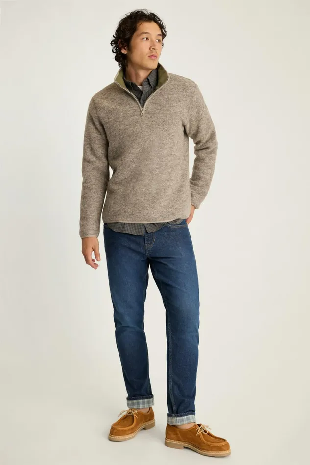 Men Italian Wool Fleece Half Zip Natural Grey Bonobos Half and FullZips