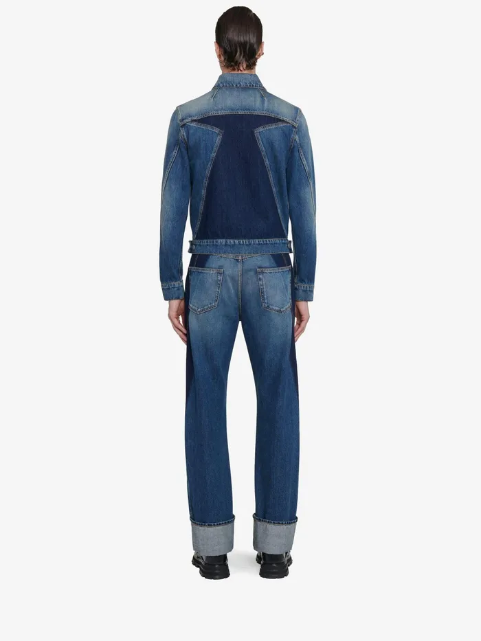 Men Jackets Alexander McQueen Twisted Seam Denim Jacket Washed Blue