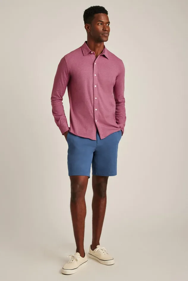 Men Jersey Everyday Shirt Mauve Orchid Feeder Stripe Bonobos Casual Shirts