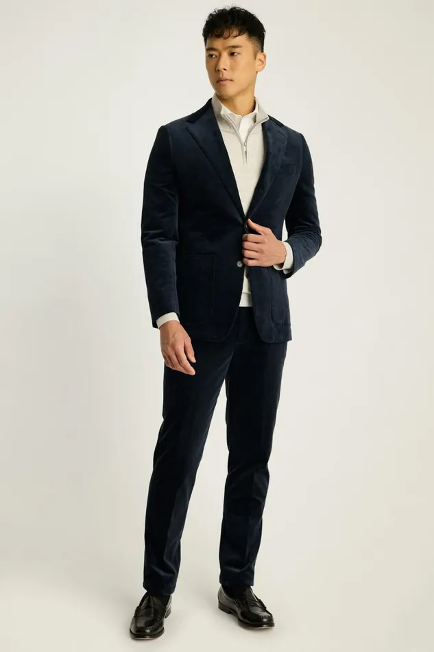 Men Jetsetter Italian Corduroy Suit Dark Blue Bonobos Suits